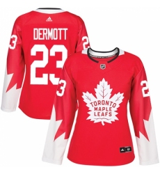 Women's Adidas Toronto Maple Leafs #23 Travis Dermott Authentic Red Alternate NHL Jersey