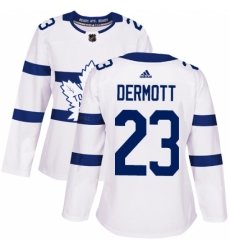 Women's Adidas Toronto Maple Leafs #23 Travis Dermott Authentic White 2018 Stadium Series NHL Jersey