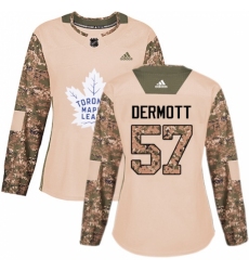 Women's Adidas Toronto Maple Leafs #57 Travis Dermott Authentic Camo Veterans Day Practice NHL Jersey