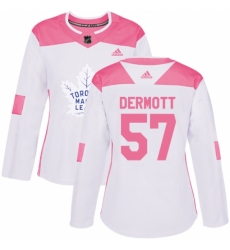 Women's Adidas Toronto Maple Leafs #57 Travis Dermott Authentic White/Pink Fashion NHL Jersey