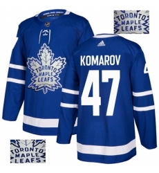 Men's Adidas Toronto Maple Leafs #47 Leo Komarov Authentic Royal Blue Fashion Gold NHL Jersey