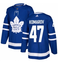 Men's Adidas Toronto Maple Leafs #47 Leo Komarov Authentic Royal Blue Home NHL Jersey