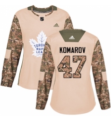 Women's Adidas Toronto Maple Leafs #47 Leo Komarov Authentic Camo Veterans Day Practice NHL Jersey
