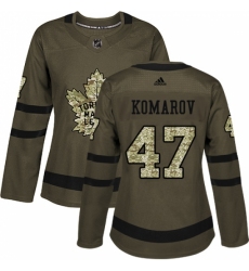 Women's Adidas Toronto Maple Leafs #47 Leo Komarov Authentic Green Salute to Service NHL Jersey