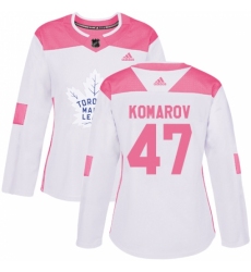 Women's Adidas Toronto Maple Leafs #47 Leo Komarov Authentic White/Pink Fashion NHL Jersey