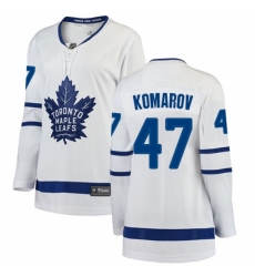 Women's Toronto Maple Leafs #47 Leo Komarov Authentic White Away Fanatics Branded Breakaway NHL Jersey