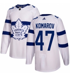 Youth Adidas Toronto Maple Leafs #47 Leo Komarov Authentic White 2018 Stadium Series NHL Jersey