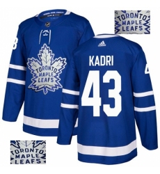 Men's Adidas Toronto Maple Leafs #43 Nazem Kadri Authentic Royal Blue Fashion Gold NHL Jersey