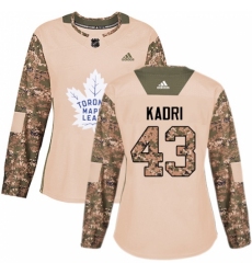 Women's Adidas Toronto Maple Leafs #43 Nazem Kadri Authentic Camo Veterans Day Practice NHL Jersey
