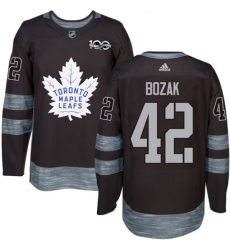 Men's Adidas Toronto Maple Leafs #42 Tyler Bozak Authentic Black 1917-2017 100th Anniversary NHL Jersey