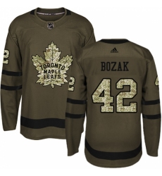 Men's Adidas Toronto Maple Leafs #42 Tyler Bozak Authentic Green Salute to Service NHL Jersey