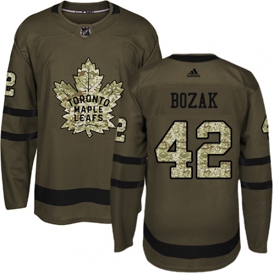 Men's Adidas Toronto Maple Leafs #42 Tyler Bozak Authentic Green Salute to Service NHL Jersey Men's Adidas Toronto Maple Leafs #42 Tyler Bozak Authentic Green Salute to Service NHL Jersey