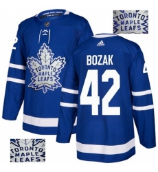 Men's Adidas Toronto Maple Leafs #42 Tyler Bozak Authentic Royal Blue Fashion Gold NHL Jersey