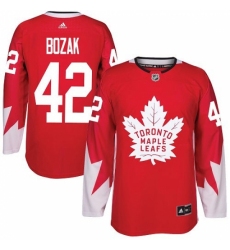 Men's Adidas Toronto Maple Leafs #42 Tyler Bozak Premier Red Alternate NHL Jersey