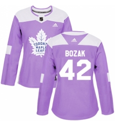 Women's Adidas Toronto Maple Leafs #42 Tyler Bozak Authentic Purple Fights Cancer Practice NHL Jersey