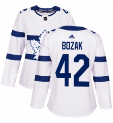 Women's Adidas Toronto Maple Leafs #42 Tyler Bozak Authentic White 2018 Stadium Series NHL Jersey