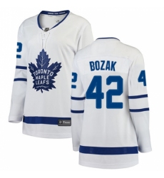 Women's Toronto Maple Leafs #42 Tyler Bozak Authentic White Away Fanatics Branded Breakaway NHL Jersey