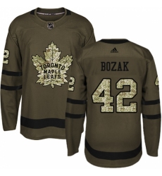 Youth Adidas Toronto Maple Leafs #42 Tyler Bozak Authentic Green Salute to Service NHL Jersey