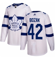 Youth Adidas Toronto Maple Leafs #42 Tyler Bozak Authentic White 2018 Stadium Series NHL Jersey