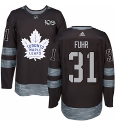 Men's Adidas Toronto Maple Leafs #31 Grant Fuhr Authentic Black 1917-2017 100th Anniversary NHL Jersey