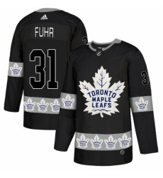 Men's Adidas Toronto Maple Leafs #31 Grant Fuhr Authentic Black Team Logo Fashion NHL Jersey