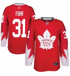 Men's Adidas Toronto Maple Leafs #31 Grant Fuhr Authentic Red Alternate NHL Jersey