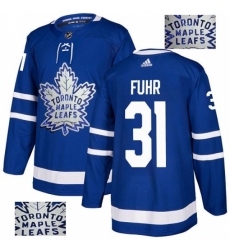 Men's Adidas Toronto Maple Leafs #31 Grant Fuhr Authentic Royal Blue Fashion Gold NHL Jersey