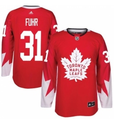 Men's Adidas Toronto Maple Leafs #31 Grant Fuhr Premier Red Alternate NHL Jersey