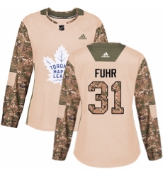 Women's Adidas Toronto Maple Leafs #31 Grant Fuhr Authentic Camo Veterans Day Practice NHL Jersey