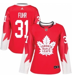 Women's Adidas Toronto Maple Leafs #31 Grant Fuhr Authentic Red Alternate NHL Jersey