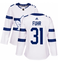 Women's Adidas Toronto Maple Leafs #31 Grant Fuhr Authentic White 2018 Stadium Series NHL Jersey