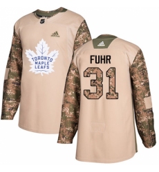 Youth Adidas Toronto Maple Leafs #31 Grant Fuhr Authentic Camo Veterans Day Practice NHL Jersey
