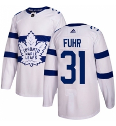 Youth Adidas Toronto Maple Leafs #31 Grant Fuhr Authentic White 2018 Stadium Series NHL Jersey