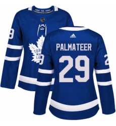 Women's Adidas Toronto Maple Leafs #29 Mike Palmateer Authentic Royal Blue Home NHL Jersey