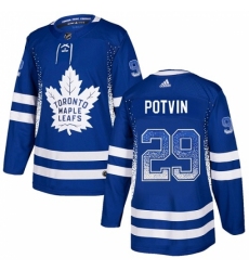 Men's Adidas Toronto Maple Leafs #29 Felix Potvin Authentic Blue Drift Fashion NHL Jersey