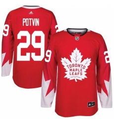 Men's Adidas Toronto Maple Leafs #29 Felix Potvin Authentic Red Alternate NHL Jersey