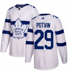 Men's Adidas Toronto Maple Leafs #29 Felix Potvin Authentic White 2018 Stadium Series NHL Jersey