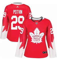 Women's Adidas Toronto Maple Leafs #29 Felix Potvin Authentic Red Alternate NHL Jersey