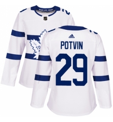Women's Adidas Toronto Maple Leafs #29 Felix Potvin Authentic White 2018 Stadium Series NHL Jersey