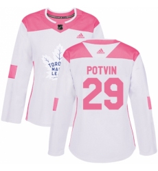 Women's Adidas Toronto Maple Leafs #29 Felix Potvin Authentic White/Pink Fashion NHL Jersey
