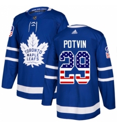 Youth Adidas Toronto Maple Leafs #29 Felix Potvin Authentic Royal Blue USA Flag Fashion NHL Jersey