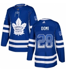 Men's Adidas Toronto Maple Leafs #28 Tie Domi Authentic Blue Drift Fashion NHL Jersey