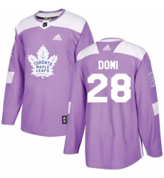Men's Adidas Toronto Maple Leafs #28 Tie Domi Authentic Purple Fights Cancer Practice NHL Jersey