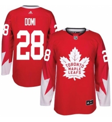 Men's Adidas Toronto Maple Leafs #28 Tie Domi Authentic Red Alternate NHL Jersey