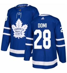 Men's Adidas Toronto Maple Leafs #28 Tie Domi Authentic Royal Blue Home NHL Jersey