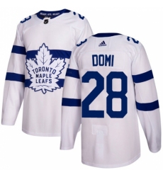 Men's Adidas Toronto Maple Leafs #28 Tie Domi Authentic White 2018 Stadium Series NHL Jersey