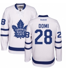 Men's Reebok Toronto Maple Leafs #28 Tie Domi Authentic White Away NHL Jersey