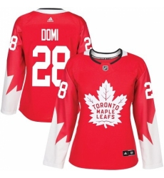 Women's Adidas Toronto Maple Leafs #28 Tie Domi Authentic Red Alternate NHL Jersey