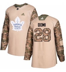 Youth Adidas Toronto Maple Leafs #28 Tie Domi Authentic Camo Veterans Day Practice NHL Jersey