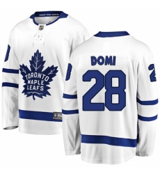 Youth Toronto Maple Leafs #28 Tie Domi Fanatics Branded White Away Breakaway NHL Jersey